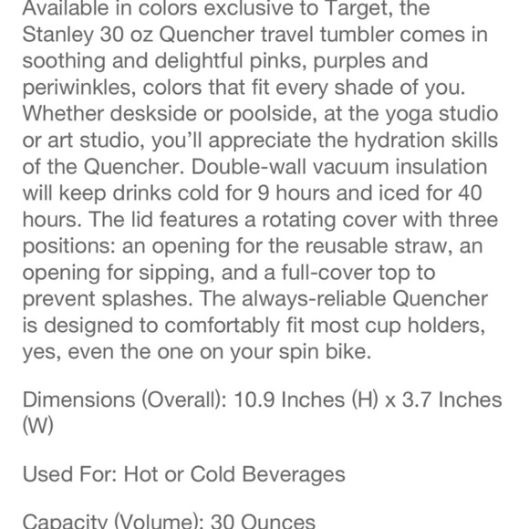 NEW Stanley x Target Quencher Travel Tumbler 30 oz in beautiful periwinkle color - Picture 6 of 6